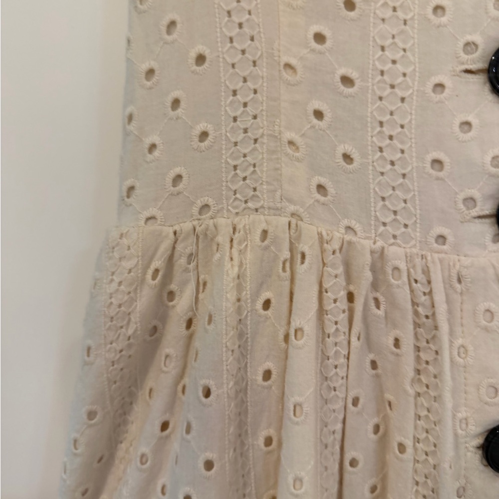 Urban Outfitters Cream Eyelet Midi Dress with Black Buttons - Picture 5 of 5